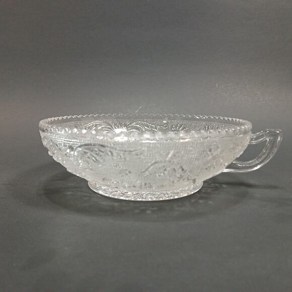 Vtg Duncan & Miller Clear Sandwich Pattern Sawtooth 5.5" Nappy Bowl w/Handle - Picture 3 of 9